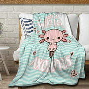 Avalokitesvara Just A Girl Who Loves Axolotl Flannel Blanket,Throw Soft Warm Fluffy Plush,Lightweight Microfiber for Bed Couch Chair Living Room 80x60 Inch for Adult