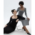 thumbnail image 5 of SHAPERX Women's Long Sleeve Dress Soft Lounge Ribbed Square Neck Bodycon Maxi Dresses, 5 of 6