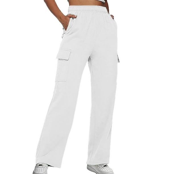 WILLBEST Pantalones Casuales para Mujer, Pantalones Lisos con Tiras, Cintura Elástica, Rectos y Bolsillos para Un Uso Diario Cómodo. Chica