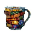 thumbnail image 2 of Resin Painted Book Stack Design Cup Indoor Water Container Unique Drinking Glass Home, 2 of 7