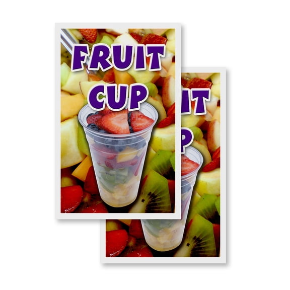 Coroplast Fruit Cup (2-PACK) 24" x 36" Vinyl Decals | Sign Insert Peel & Stick Decals Stickers Window Signs