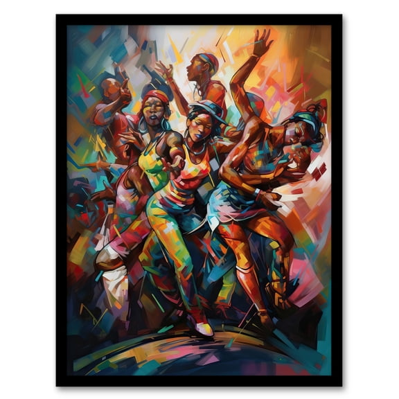 Reggaeton Urban Street Dance Hip Hop Reggae Music Latin American Dance Hall Painting Rhythm Body Energy Theatre Arts Artwork Art Print Framed Poster Wall Decor 12x16 inch