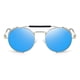 thumbnail image 3 of Gafas de Sol RONSOU Estilo Steampunk Vintage Redondas UV400 Plateadas y Azules, 3 of 7