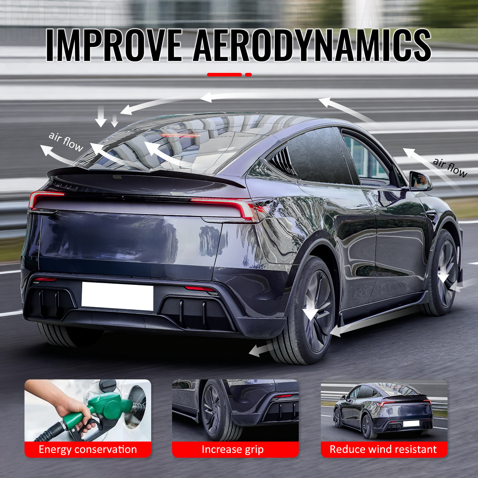 Ikon Motorsports Trunk Spoiler Compatible with 2025-2026 Tesla Model Y Juniper, IKON Style Matte Black ABS Plastic Rear Trunk Lid Spoiler Wing Lip