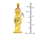 thumbnail image 2 of Wellingsale 14K Tri 3 Color Gold Polished Diamond Cut Ornate Santa Muerte Pendant, 2 of 4
