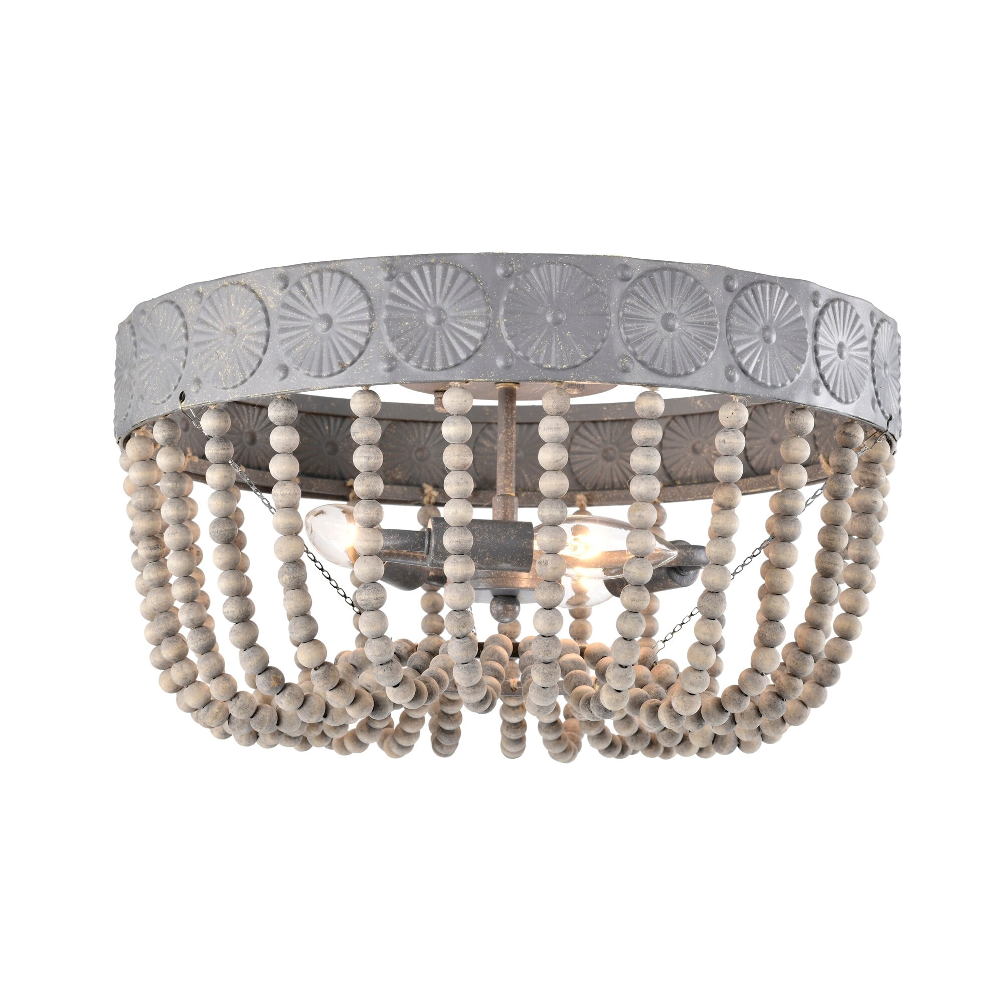 Warehouse of Tiffany IMC841C-3 16 in. Poury Indoor 3-Light Weathered Grey Flush Mount Ceiling Light with Light Kit