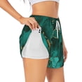 thumbnail image 2 of Haiem Green Gold Glitter Women's 2 in 1 Running Shorts - Lightweight Athletic Workout Gym Yoga Breathable Sports Shorts Liner with Phone Pockets-XX-Large, 2 of 9