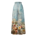thumbnail image 3 of WTOBBY Women's Casual Flowy High Waisted Wide Leg Pants with Pockets Featuring Floral Print,Beach Trousers Perfect for Beach Activities, Poolside Lounging and Summer Waterfront Fun,Light Blue 2XL, 3 of 4