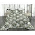 thumbnail image 2 of Ambesonne Nature Quilted Bedspread Set 3 Pcs, Vintage Botany Composition, Twin, Khaki and Fern Green, 2 of 4