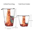 thumbnail image 2 of Lsque Cozy Knitting Llama Pattern Telescopic Pencil Bag Pen Holder Stationery Case, Stand-up Retractable Transformer Bag Organizer, 2 of 6
