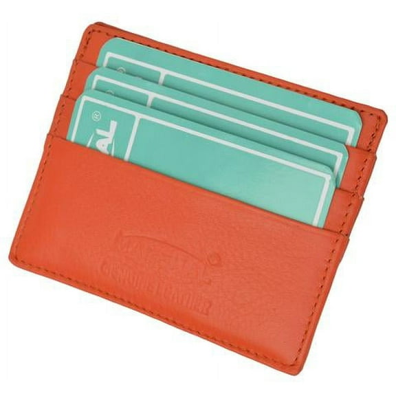 Premium Orange Soft Genuine Leather Simple Credit Card Holder