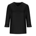 thumbnail image 4 of Ahdbta Womens 3/4 Length Sleeve Tunic Tops Dressy Casual V Neck Shirts Summer Fall Ruffle Basic Tees Shirt Loose Fit Blouses, 4 of 6