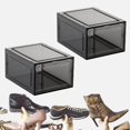 thumbnail image 3 of Paquete de 2 Cajas de , Almacenamiento de , Organizador Apilable, de Cierre , Zapatillas de Deporte, Armario de Panel Gris ahumado perfecl Almacenamiento de zapatos, 3 of 8