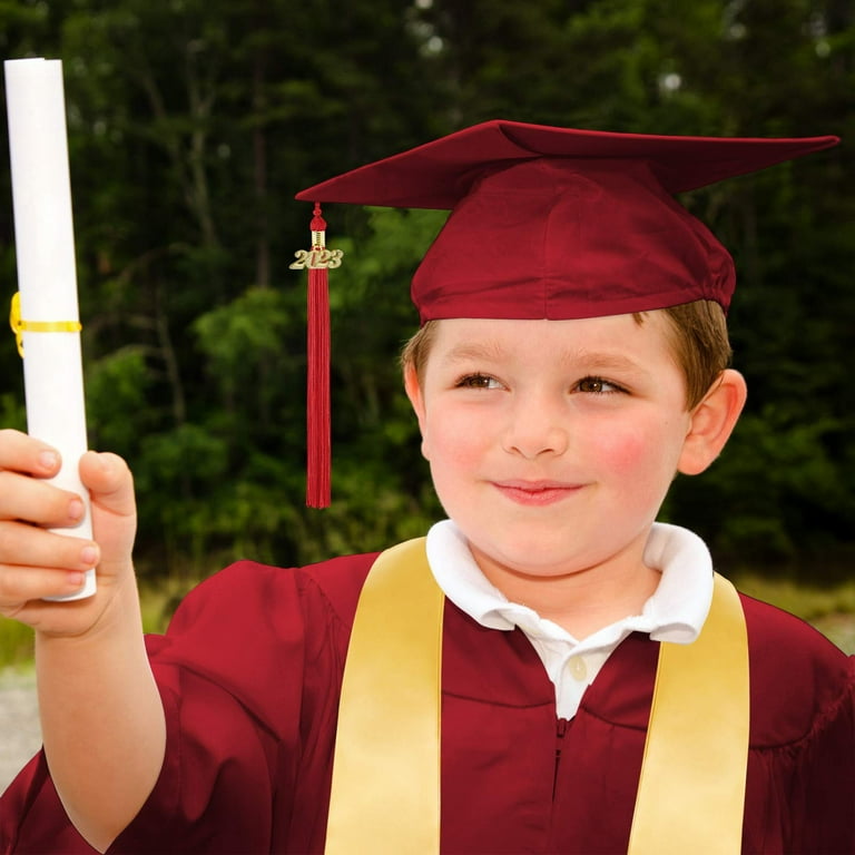 Polyester Long Sleeve Spandex Toddler Graduation Outfits for Boys Red Shawl Tassel School Kids Kindergarten Children Cap Gown Preschool Set