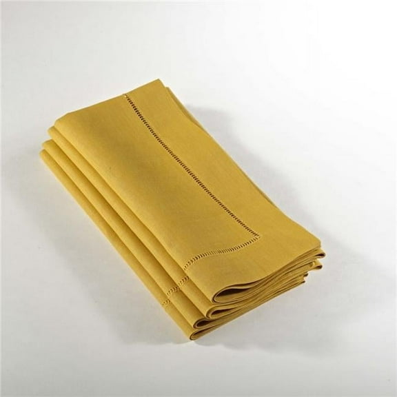 20 in. Everyday Square Hemstitched Dinner Napkin - Mustard, Set of 4