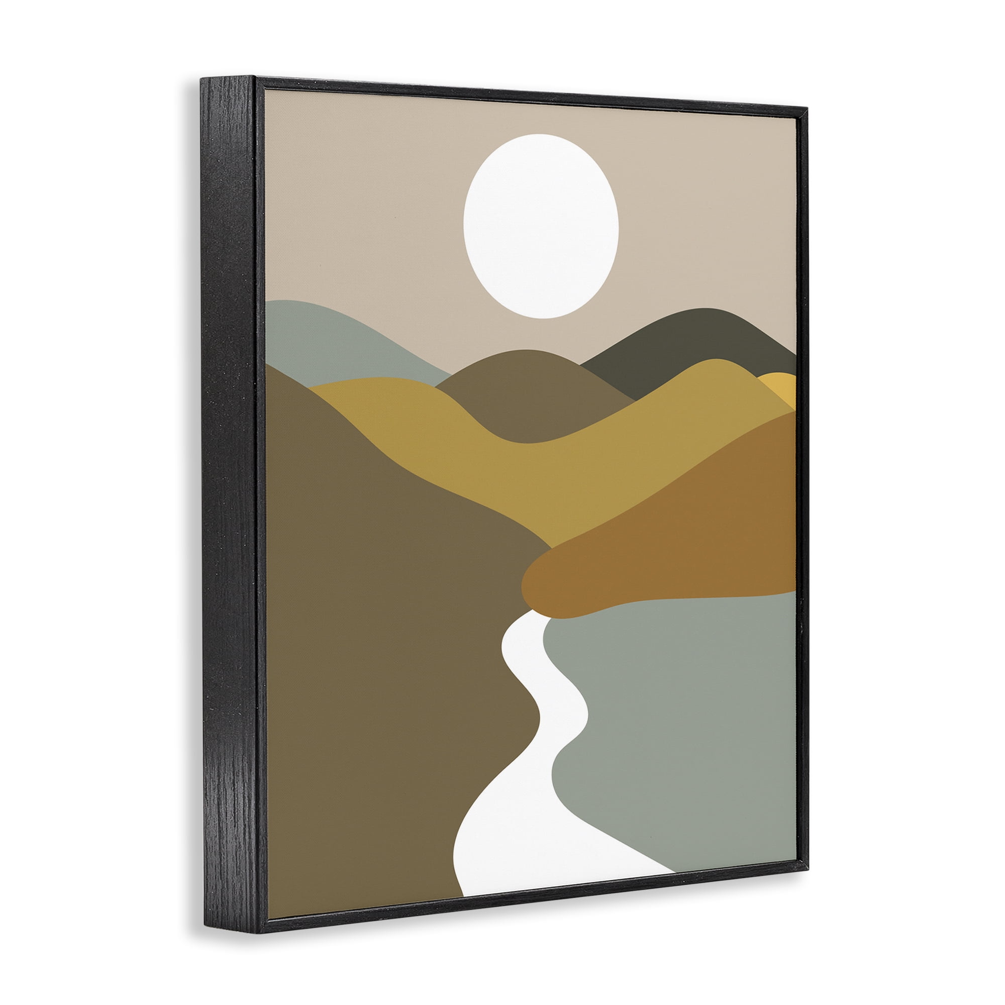 Stupell Industries River Towards Mountains Landscape Painting Black Framed Art Print Wall Art, 16 x 20