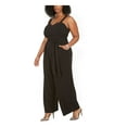 thumbnail image 3 of EMERALD SUNDAE Womens Black Belted Sleeveless Sweetheart Neckline Jumpsuit Wide Leg 18, 3 of 4