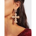 thumbnail image 4 of Pendientes de cruz grande, pendientes colgantes de color barroco para mujeres, adolescentes, niñas, regalos de fiesta de bar, material respetuoso con el medio ambiente, 4 of 5
