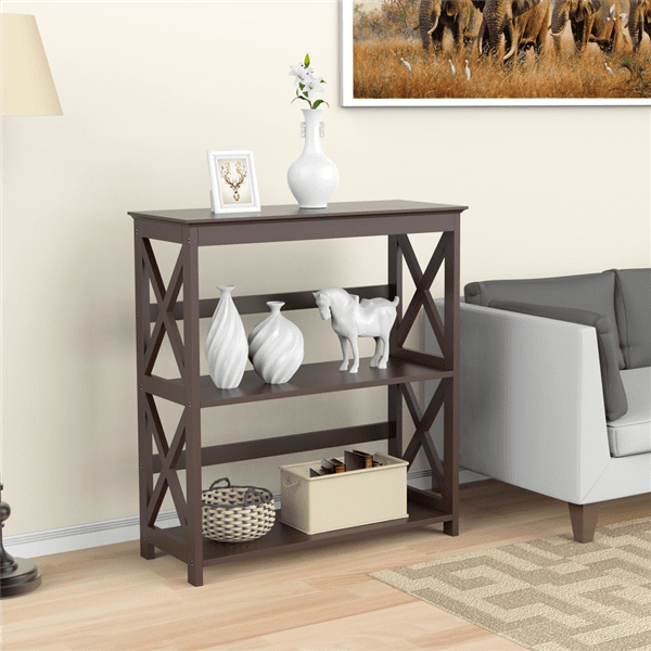 Wooden 3 Tier Storage Stand Bookcase Console Table Sofa ...