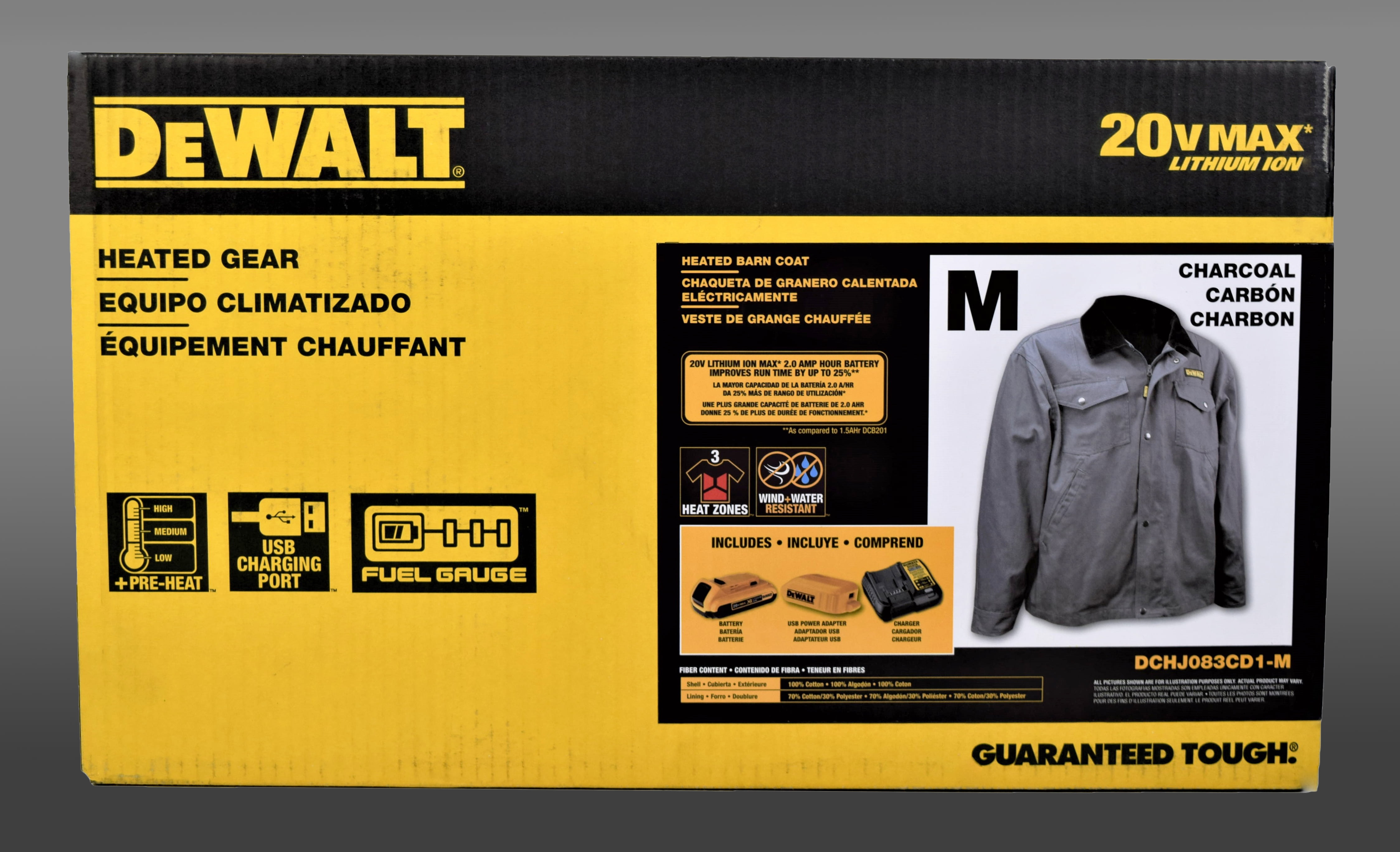 DEWALT DCHJ083CD1 Heated Barn Coat Kit with 2.0Ah Battery and Charger (M) 