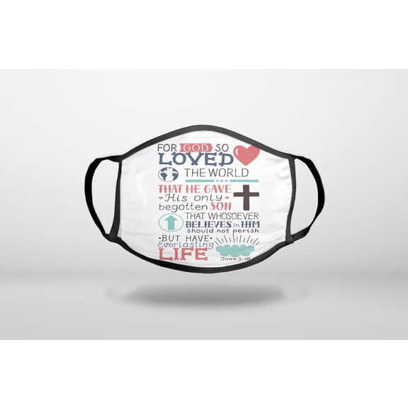 John 3:16 - Pink Teal - For God So Loved The World - 3-Ply Reusable Soft Cloth Face Covering, Unisex, Cotton Inner Layer