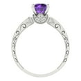 thumbnail image 4 of 1.06 ct Round Cut Natural Amethyst Solitaire with Simulated Diamond Accents 18K White Gold Womens Engagement Ring, 4 of 5
