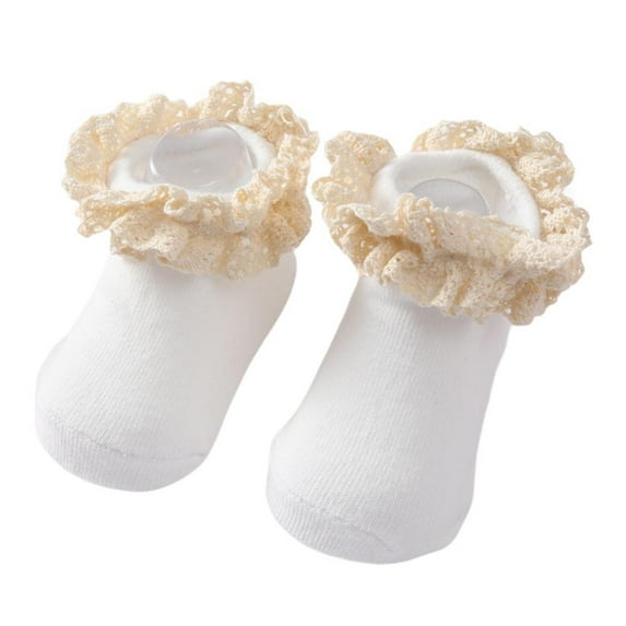 Baby Cotton Socks Cute Lace Princess Socks Non-Slip Floor Socks Pure Cotton Breathable Lace Ruffled Princess Knitted Socks