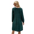 thumbnail image 4 of Vestido tipo suéter largo de color liso de moda de otoño e invierno, vestido de punto de línea A suelto y torcido con cuello redondo, 4 of 6