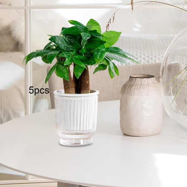 5 PPC Self Riesing Plant macetas de flores Decoración del hogar de jardinería para plantillas de plantas de interior para el restaurante del balcón Transparente 10.8x12cm