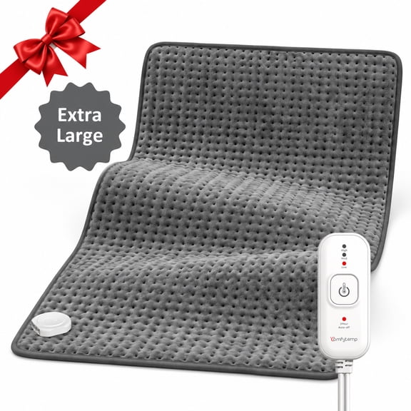 Comfytemp XL Electric Heating Pad for Back Neck Shoulder, FSA HSA Eligible, 17''x33'', Auto Shut off, Gray