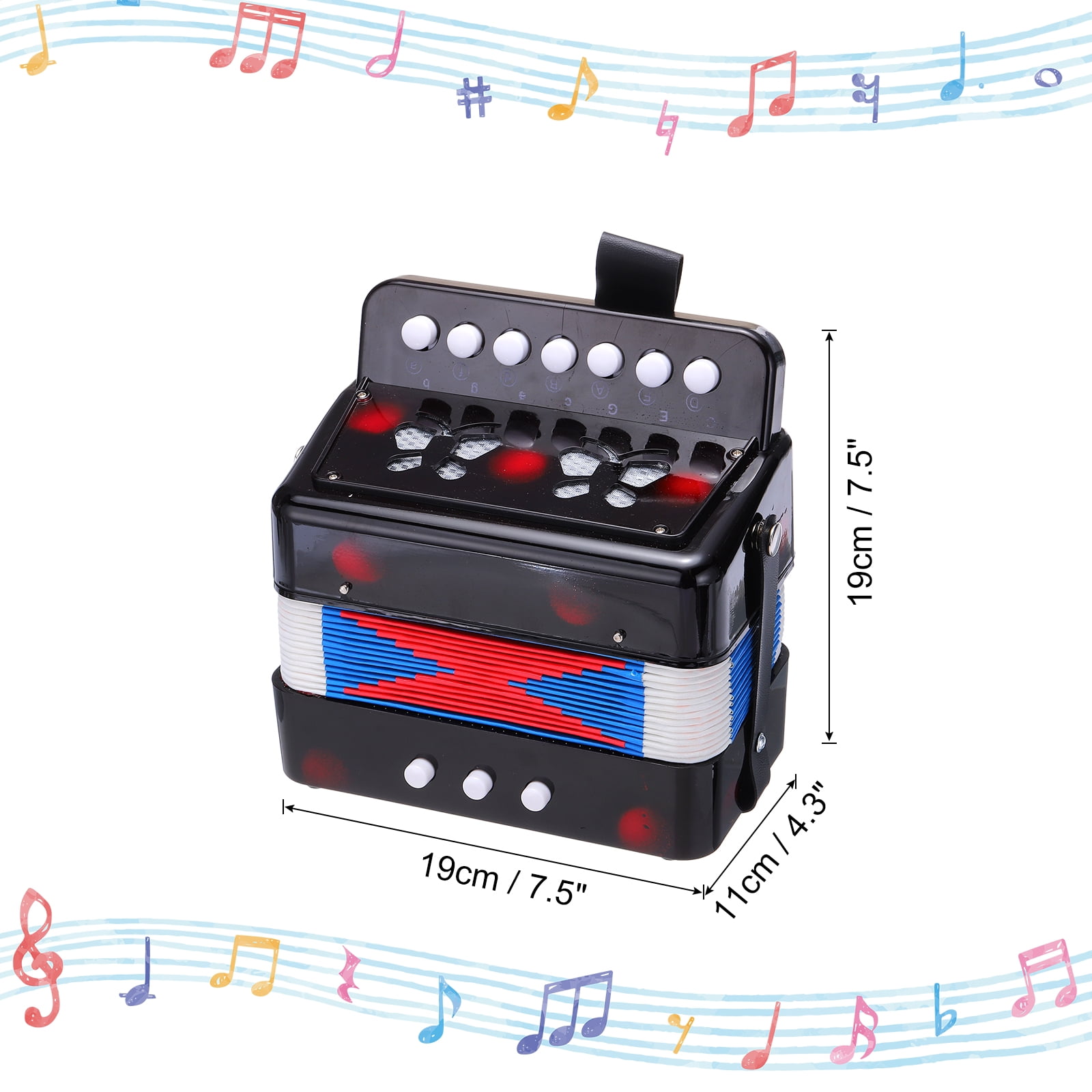 Uxcell Accordion 10 Keys Button Accordion Mini Musical Instrument Gifts, Black