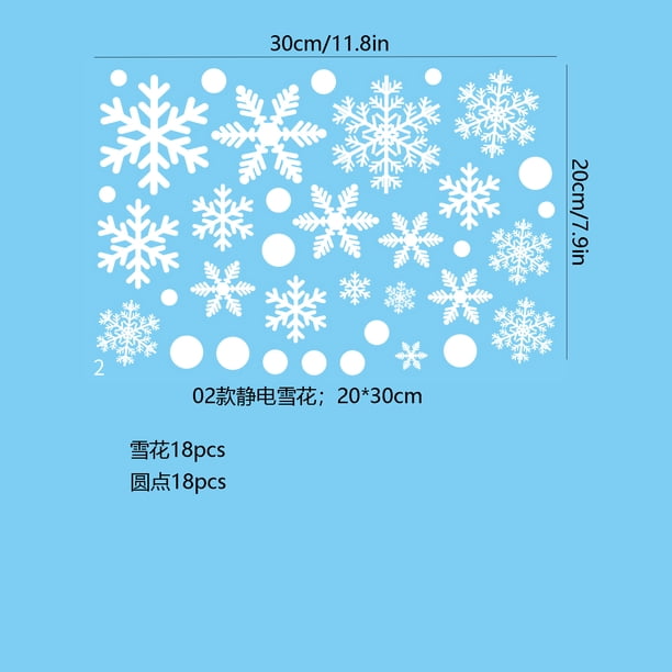 Nvzi 288 piezas/8 hojas de calcomanías de pared de copos de nieve navideños,suministros para fiestas navideñas para decoraciones de invierno, B