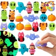 Joyfy 24 Pcs Halloween Mochi Squishy Toys,Glow in The Dark Squishy Toys for Kids,Halloween Classroom Favors Prizes Party Favors,Claw Machine Filler for Kids,Stress Relief Toys