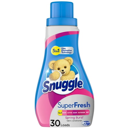 Snuggle Plus Super Fresh Liquid Fabric Softener, Spring Burst, 31.7 Fluid Ounces, 30 Loads