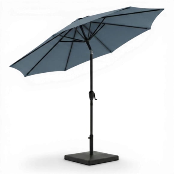 F. Corriveau International Sunset 8' Outdoor Patio Umbrella – Tilt Function with Crank, Aluminum Frame, Azure Blue