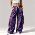 thumbnail image 7 of Women Tiger Stripe Printed Wide Leg Casual Pants Elastic Drawstring Waist Pants With Side Pockets Loose Trousers For Daily Autumn Winter Wear, 7 of 7
