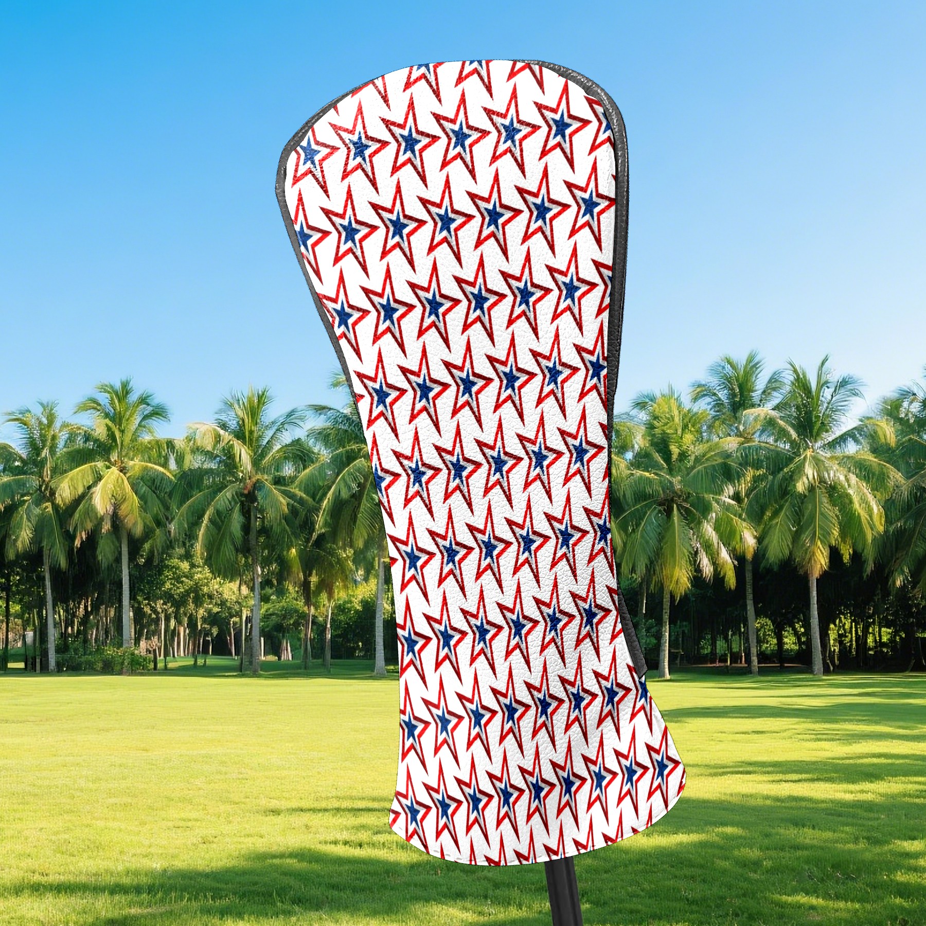 Golf Club Covers, Red Stars Premium PU Leather Driver Hybrid Putter Head Covers with Velvet Lining, Waterproof Golf Gifts for Men Women