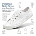 thumbnail image 2 of Ladies Breathable Flower Embroidery White Canvas Shoes Lightweight LowTop Casual Sneakers, 2 of 6