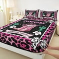thumbnail image 3 of Castle Fairy Hat Boots 3pcs Twin Sheet Sets,Leopard Print Twin Fitted Sheet,Cute Bow Breathable Flat Sheet,Super Cozy Western Room Decor, 3 of 7