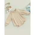 thumbnail image 3 of Bagilaanoe Newborn Baby Girls Boys Rompers Long Sleeve Bodysuits 6M 12M 18M 24M Infant Casual One Piece Short Jumpsuit, 3 of 9