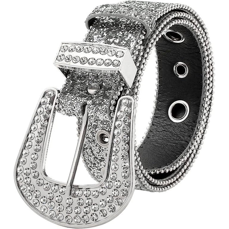 9259 Rhinestone Silver Belt For Women, Y2k Sequin Buckle Statement Аlрhуlу Nеrіеs | Accessories | 9259 Rhinestone Silver Belt  main image 3