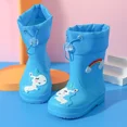 thumbnail image 3 of Botas de lluvia para niños con forro polar antideslizante para niños y niñas, bonitos zapatos impermeables sin cordones con dibujos animados para todas las estaciones, 3 of 5