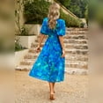 thumbnail image 3 of IDOPIP Womens Summer Short Sleeve V Neck Wrap Maxi Dress Casual Boho Floral Wedding Guest Dresses, 3 of 7