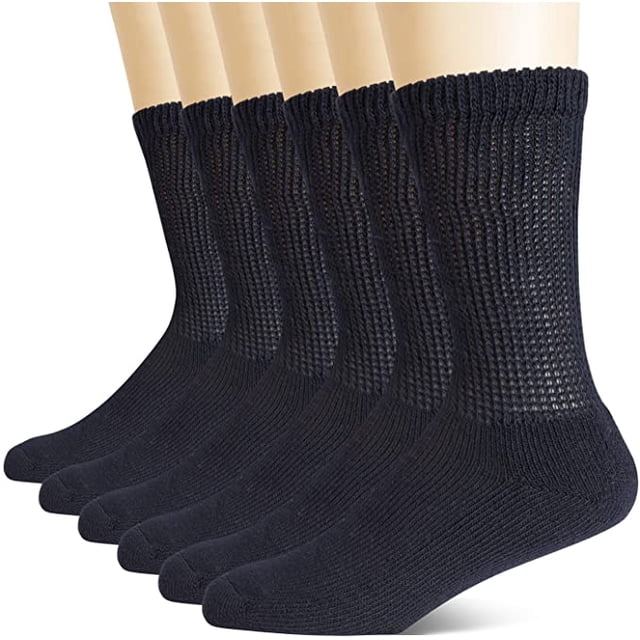 Calcetines Hombre para Diabeticos y Pies Sensibles, Incluye 4 Pares Color Negro, Calcetas para Diabetes, Mejoran la Circulación Pie Diabetico MED 4 pares hombre