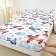 thumbnail image 3 of Castle Fairy Cute Cute Plane Aircraft Twin Sheet Sets 3pcs for Preppy Child,Transportation Theme Twin Fitted Sheet Microfiber,Starry Sky Breathable Flat Sheet,Microfiber Bedroom Decor, 3 of 7