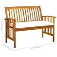 thumbnail image 3 of vidaXL Outdoor Patio Bench Garden Park Bench with Cushion Solid Wood Acacia, 3 of 26