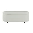 thumbnail image 4 of Modern Storage Ottoman, PU Leather Bedroom Bench with Solid Wood Legs, Rectangular End of Bed Bench with Storage, Entryway Stool for Living Room, Bedroom, Foyer, Pale White, 4 of 8