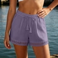 thumbnail image 5 of cocolona Womens Summer Casual Lace Beach Shorts Elastic Waist Drawstring Wide Leg Lounge Pants with Pockets, 5 of 5