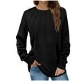 thumbnail image 2 of Antinious Womens Plus Size Tops Solid Long Sleeve Crew Neck Pleated Flannel Pullover Shirts,Sweatshirt for Women,Going Out Tops for Women,Black,L, 2 of 5