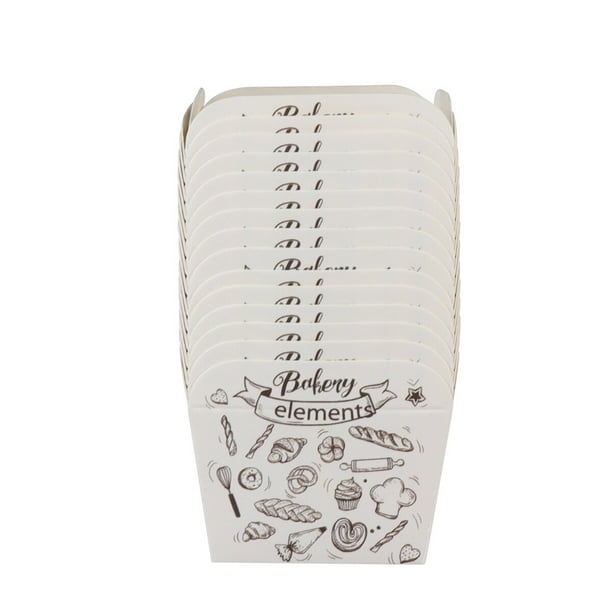 EeaseMX 100 moldes de papel para cupcakes, cuadrados, desechables, resistentes al calor, para postres, mini cajas para tartas, suministros para fiestas (blanco, café)